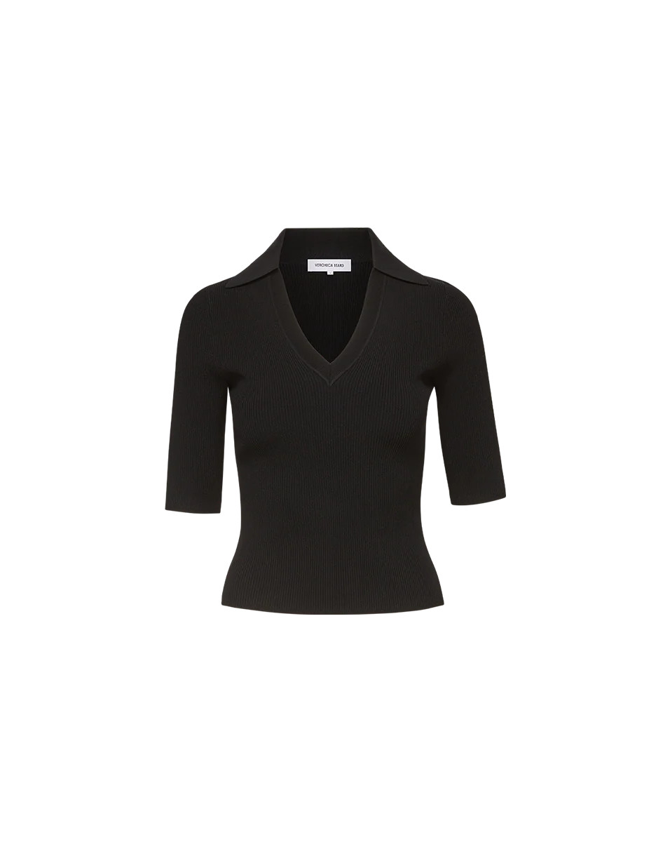 Emily Knit Polo Shirt in Black | Veronica Beard | Veronica Beard