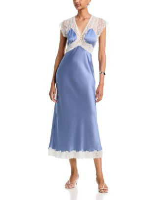 Vella Lace Trim Silk Midi Dress | Bloomingdale's (US)