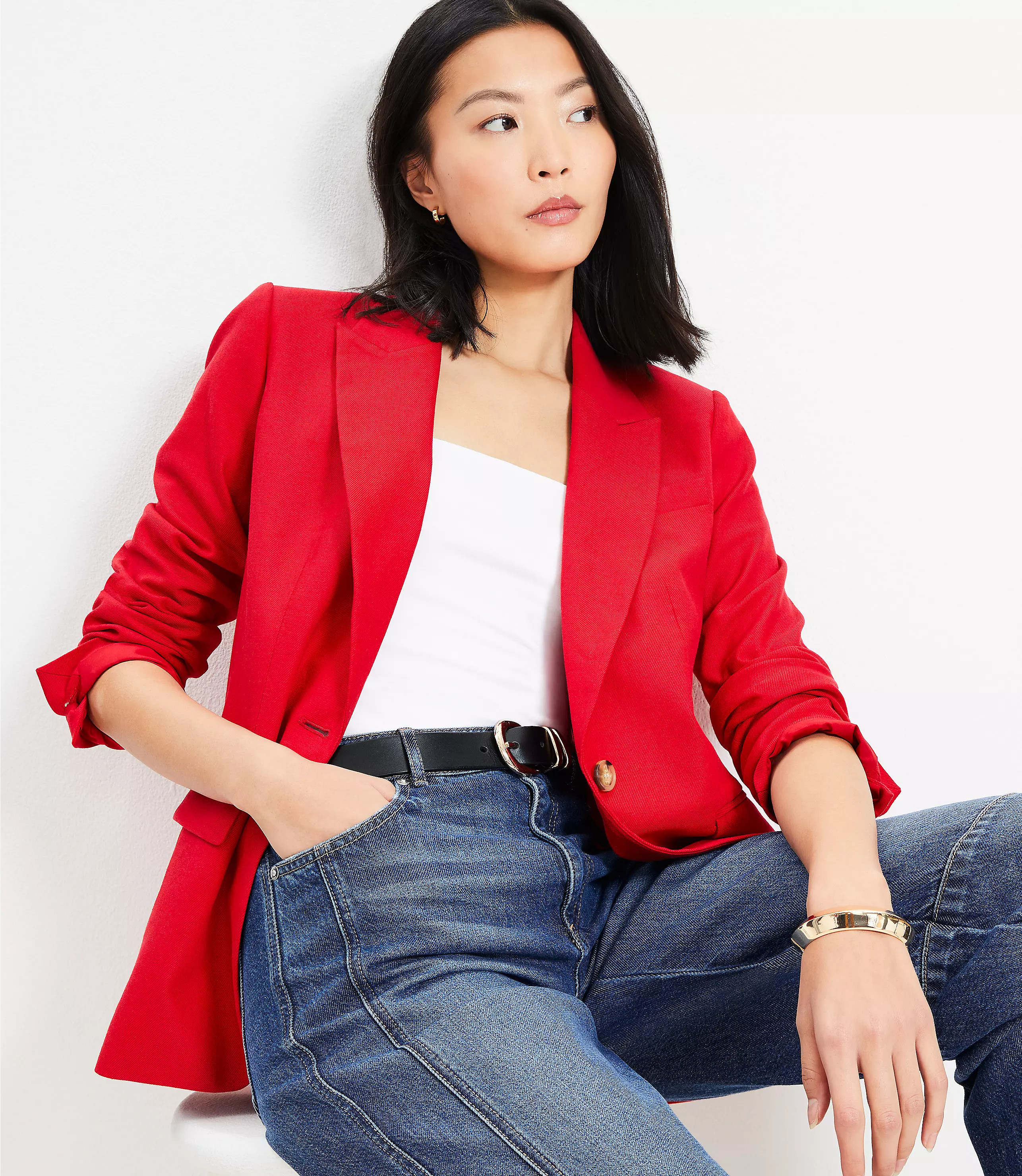 Oversized Linen Blend Blazer | LOFT