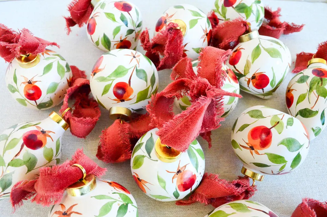 Hand Painted Floral Christmas Ornament: Rose Hips Watercolor Painted Christmas Ornament - Etsy | Etsy (US)