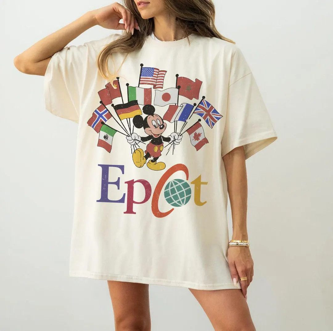 Comfort Colors® EPCOT Shirt, Mickey Flags of Nations Vintage 90s Style WDW Unisex Tee, Disney EP... | Etsy (US)
