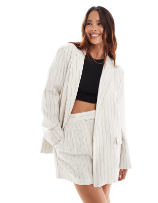 ASOS DESIGN relaxed blazer with linen in stripe | ASOS (Global)