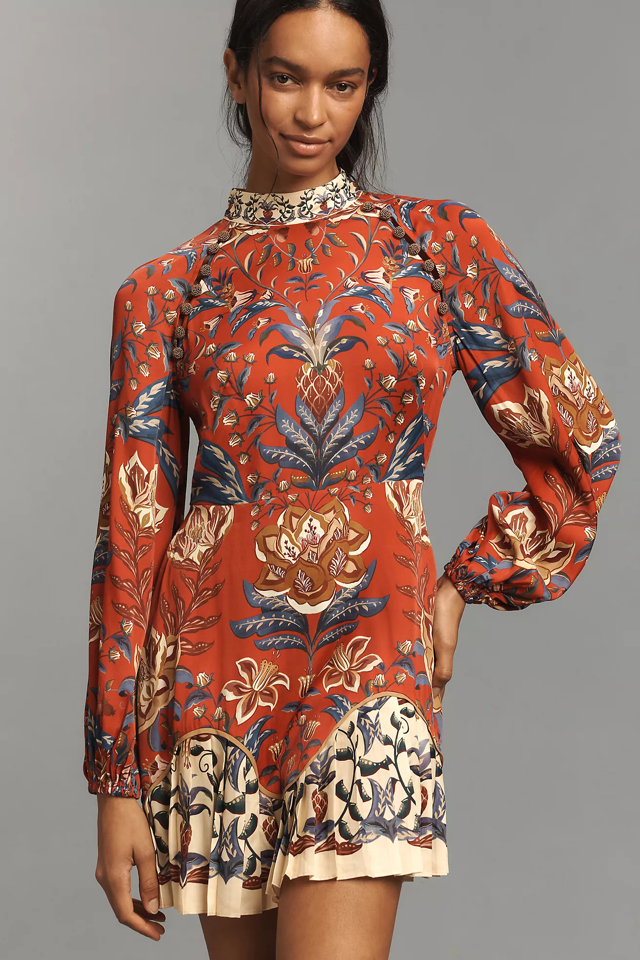 Farm Rio Winter Breeze Long-Sleeve Mini Dress | Anthropologie (US)