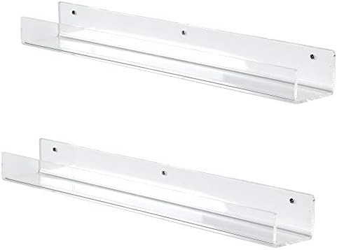 VIVO Dual Acrylic 24 inch Floating Bookshelves for Wall Display, Clear Organizer Shelves for Kids... | Amazon (US)