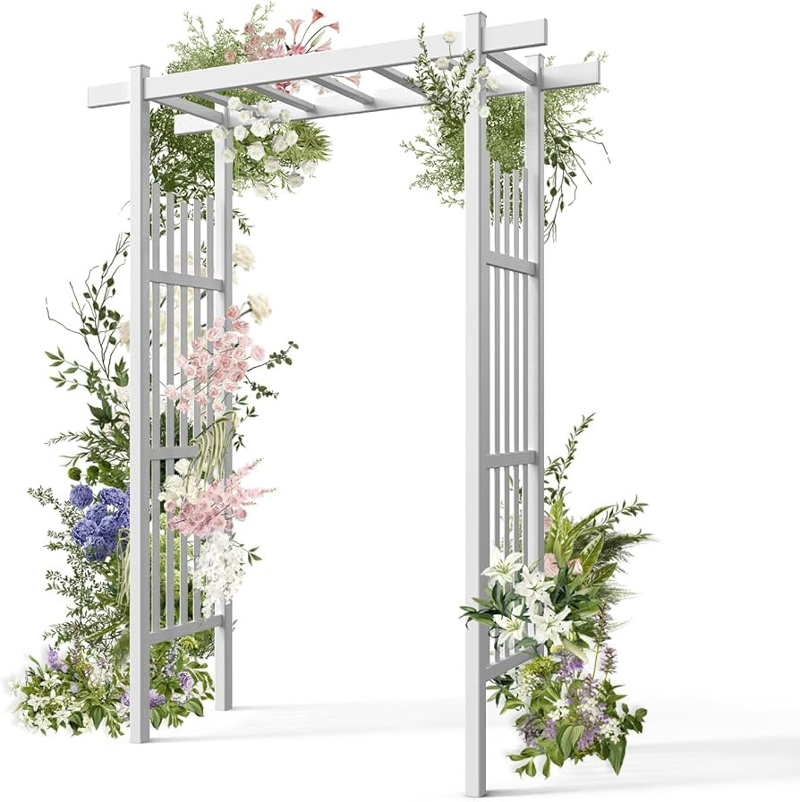 VINGLI Vinyl Garden Arbor, PVC Wedding Arch for Ceremony Party, Garden Trellis for Climbing Plant... | Amazon (US)