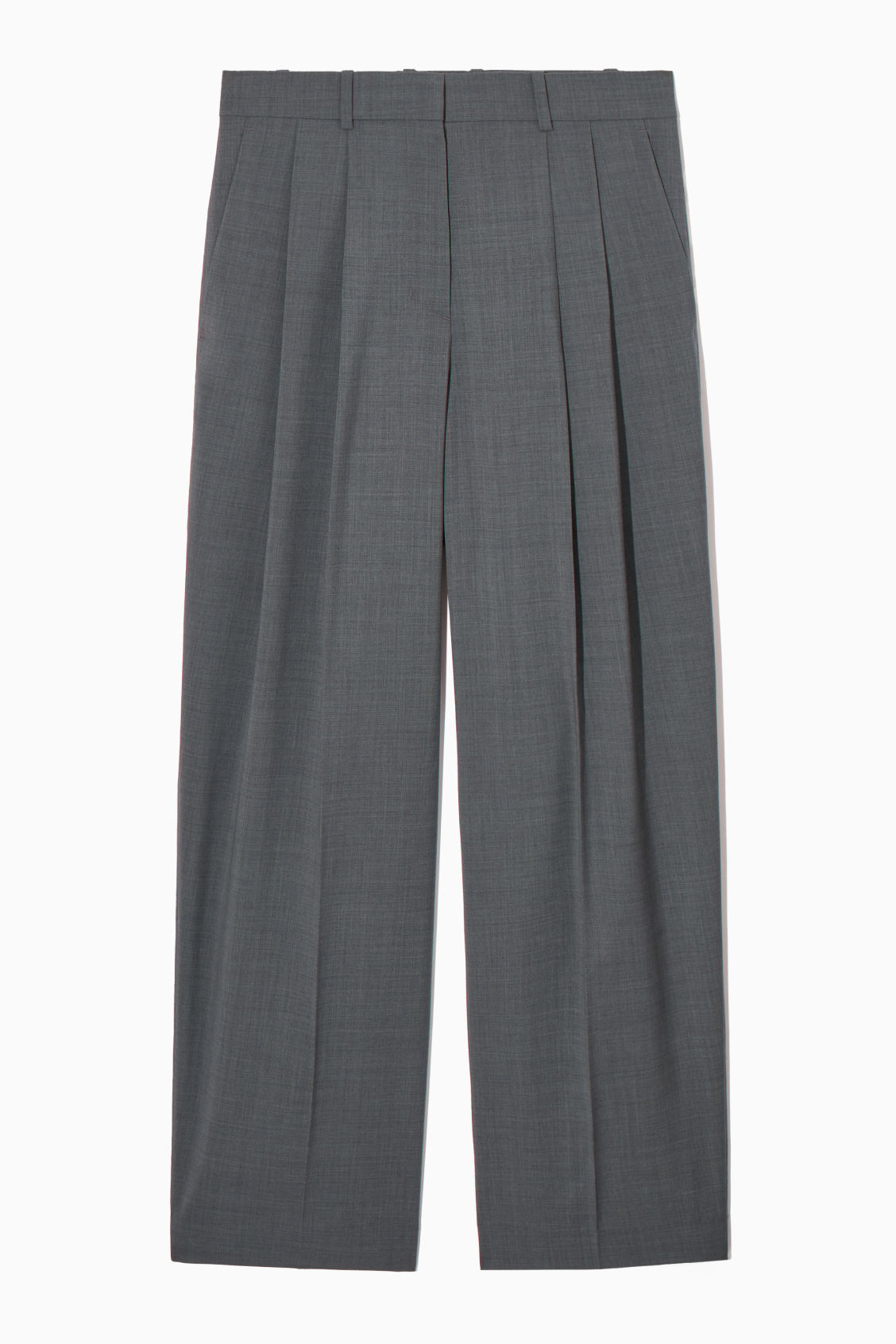 WIDE-LEG TAILORED WOOL TROUSERS - GREY MÉLANGE - COS | COS UK