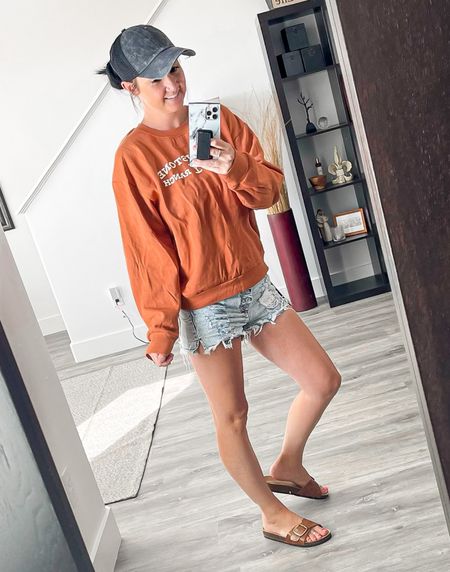 Ready for Yellowstone to start already. This sweatshirt is so soft and perfect for those cooler fall nights. 
(Sized up to M for a little oversized fit)

Yellowstone Sweatshirt • Dutton Ranch Sweatshirt • Fall Looks • Fall Fashion • Womens Sweatshirt • Birkenstock Dupe Sandals • Leather Sandals 

#LTKunder50 #LTKshoecrush #LTKstyletip