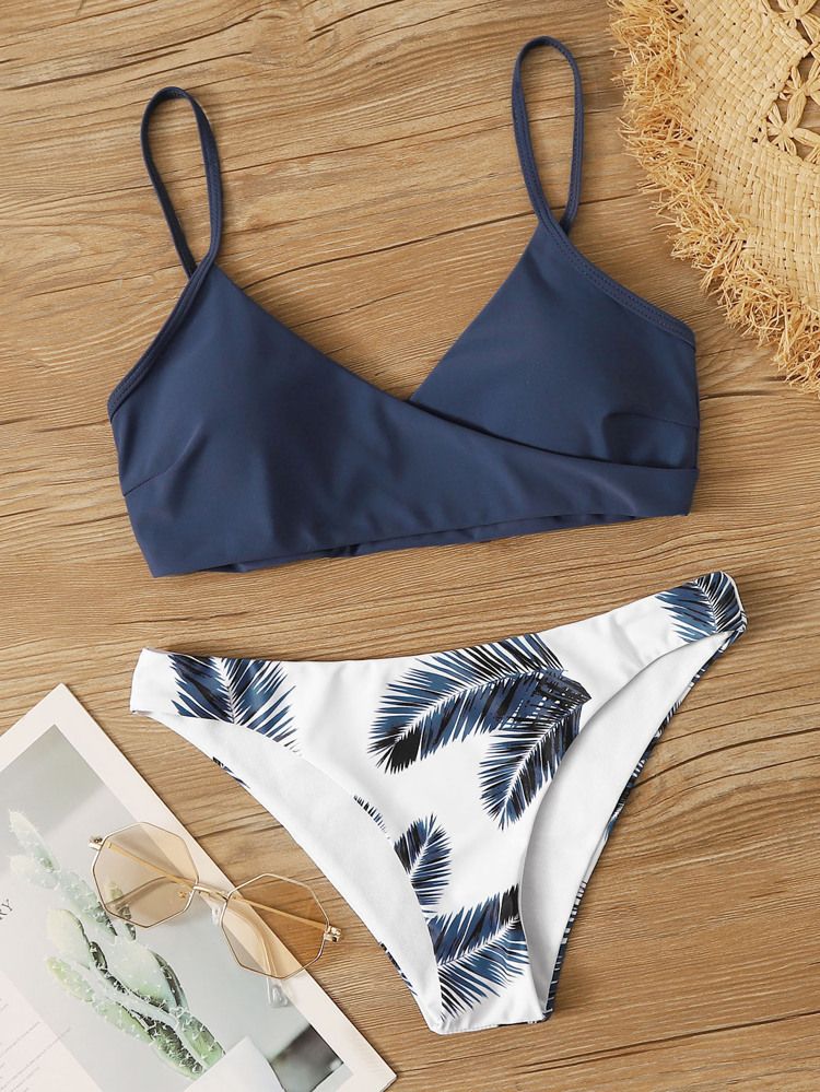 Palm Random Print Adjustable Strap Bikini Swimsuit | SHEIN