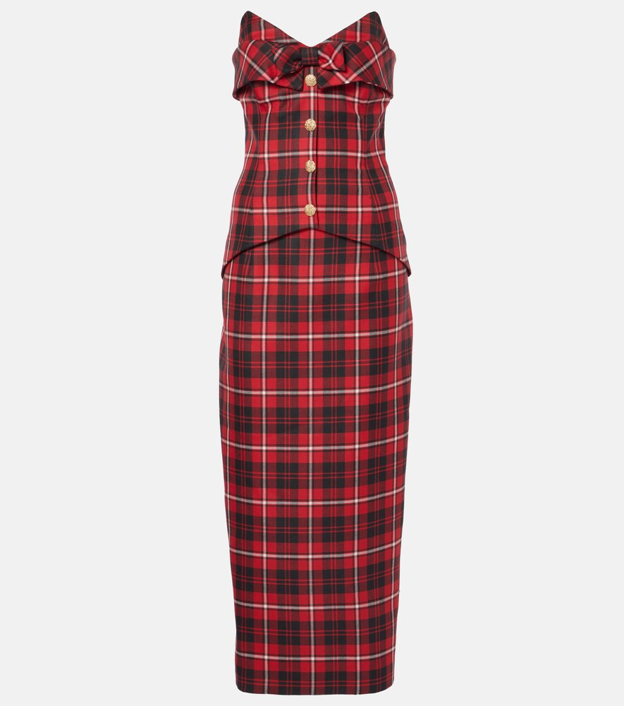 Alessandra Rich Tartan wool midi dress | Mytheresa (UK)