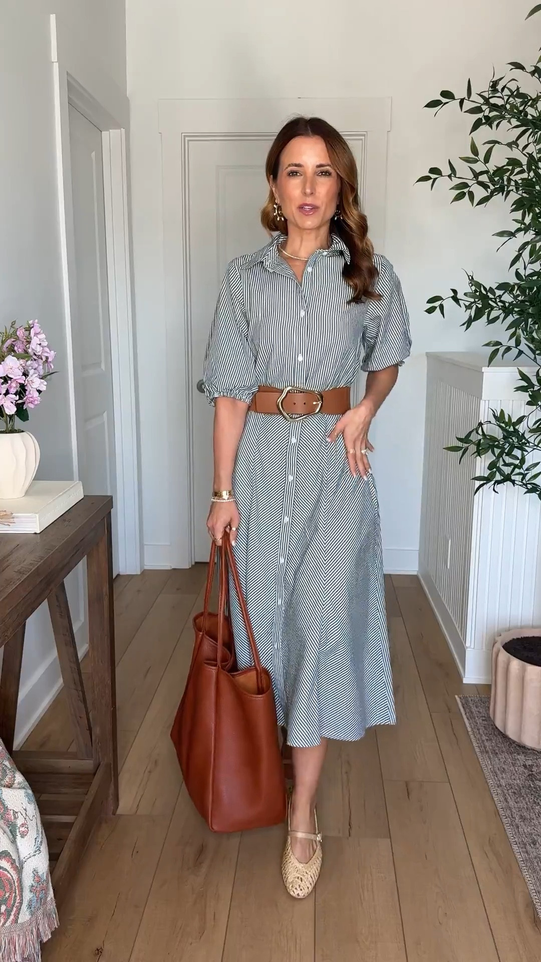 New Target spring arrivals! Spring dresses. Spring outfits. Teacher outfits. Striped shirt dress. Everyday outfits. Casual outfits. Casual dresses. Business casual. Wearing XS - I added my own bent but it comes with a fabric one. 