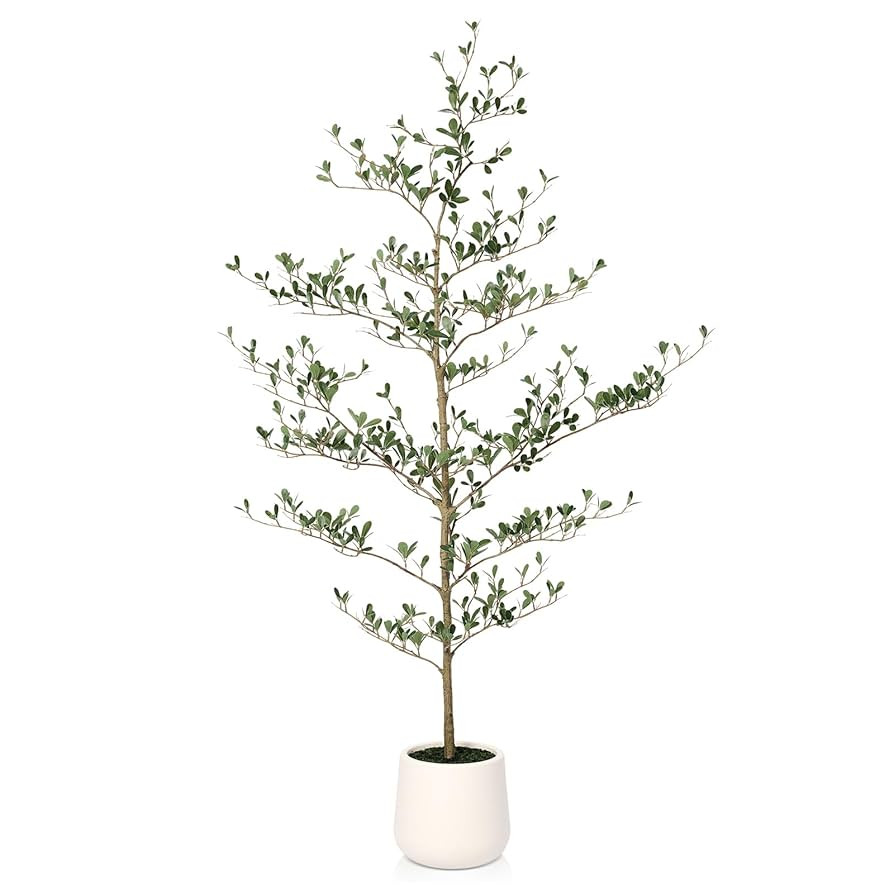 Artificial Black Olive Tree 5FT - Faux Olive Trees with Modern White Planter & Moss for Indoor Ho... | Amazon (US)