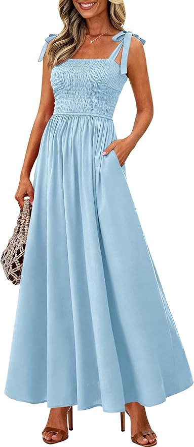 PRETTYGARDEN Womens Summer Dresses Floral Sleeveless Smocked Maxi Dress Boho Spaghetti Strap A Li... | Amazon (US)