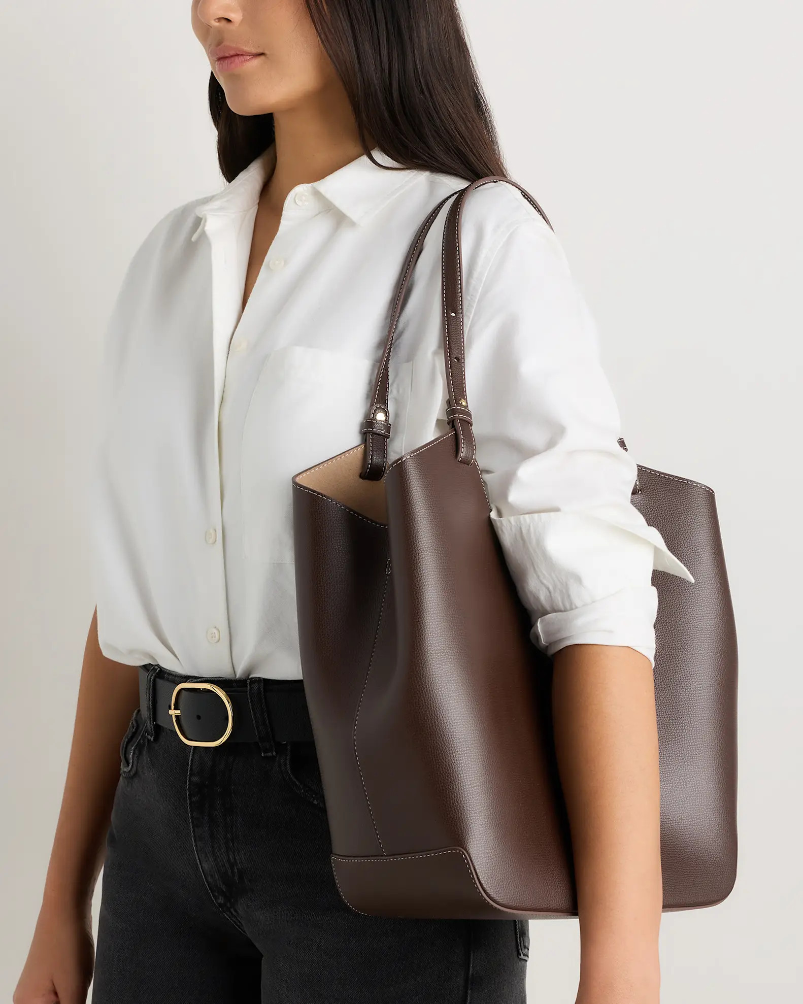 Italian Leather Trapeze Tote | Quince