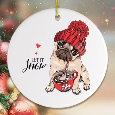 Cute Christmas Pug Ornament, Circle Version | Target