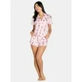 Women’s Valentine’s Day Print Shorty Notch Collar Pajama Set from Way to Celebrate, 2-Piece, ... | Walmart (US)