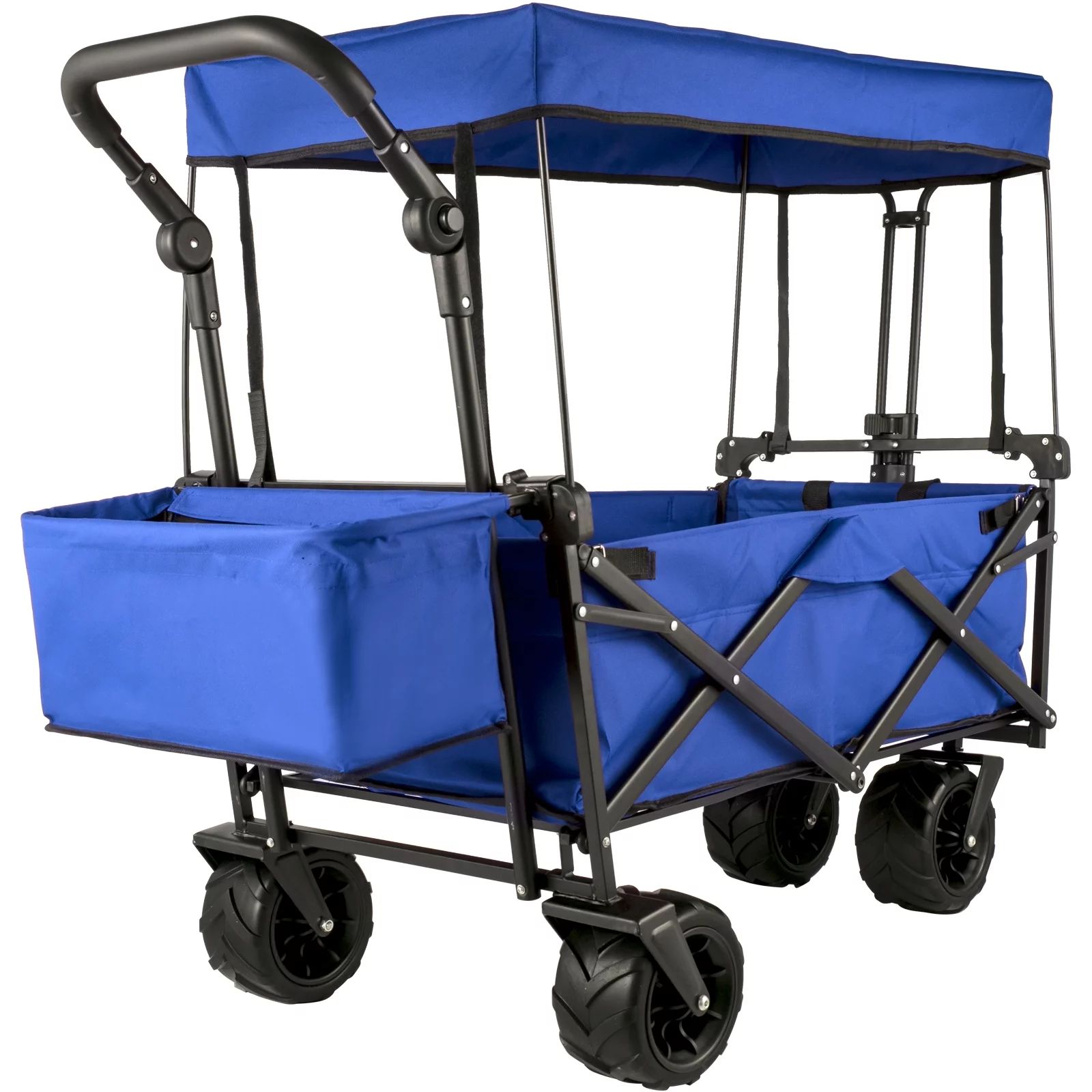 VEVOR Collapsible Wagon Cart Blue, Foldable Wagon Cart Removable Canopy 600D Oxford Cloth, Collap... | Walmart (US)