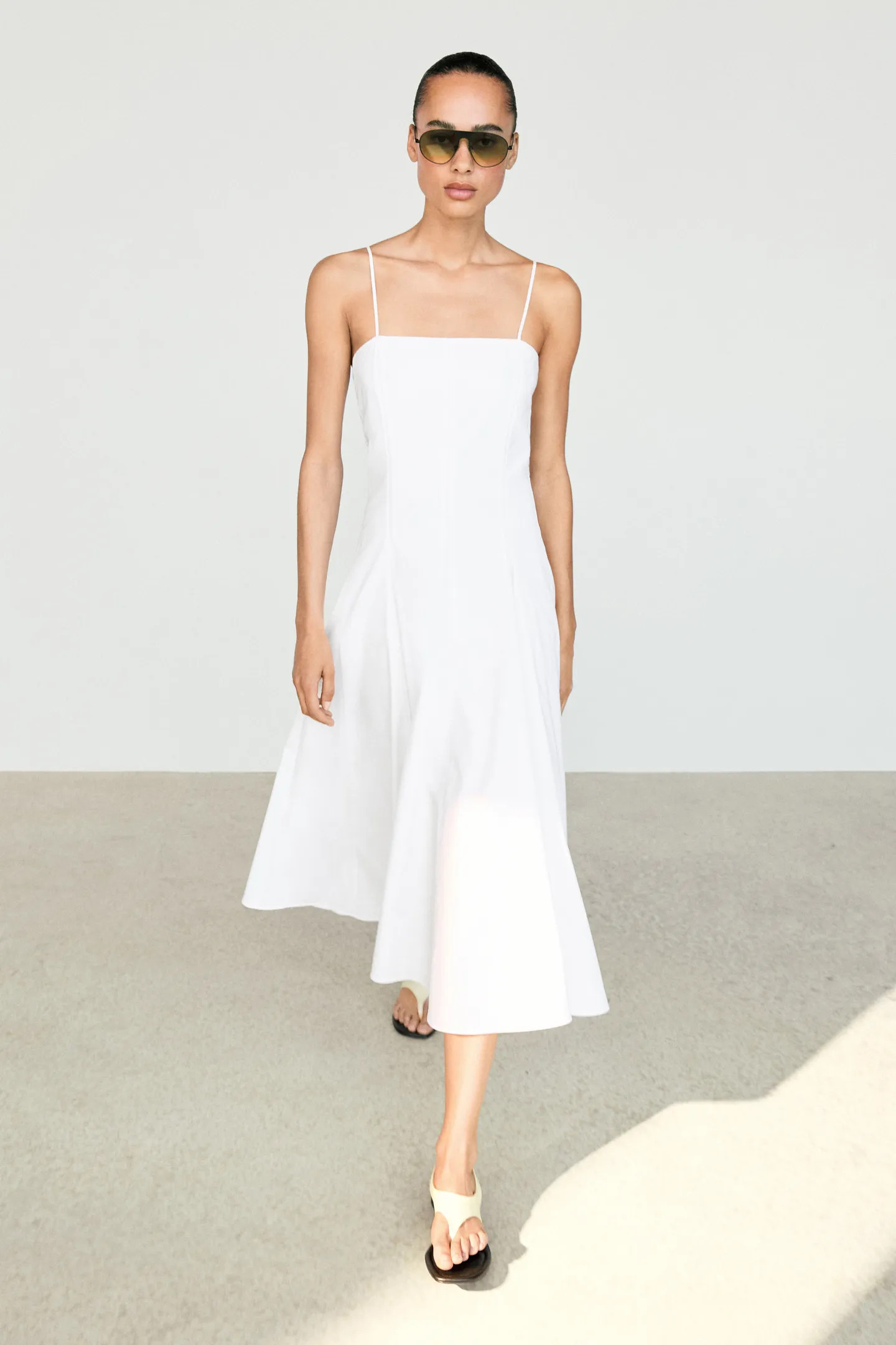 Poplin strap midi dress | Massimo Dutti UK