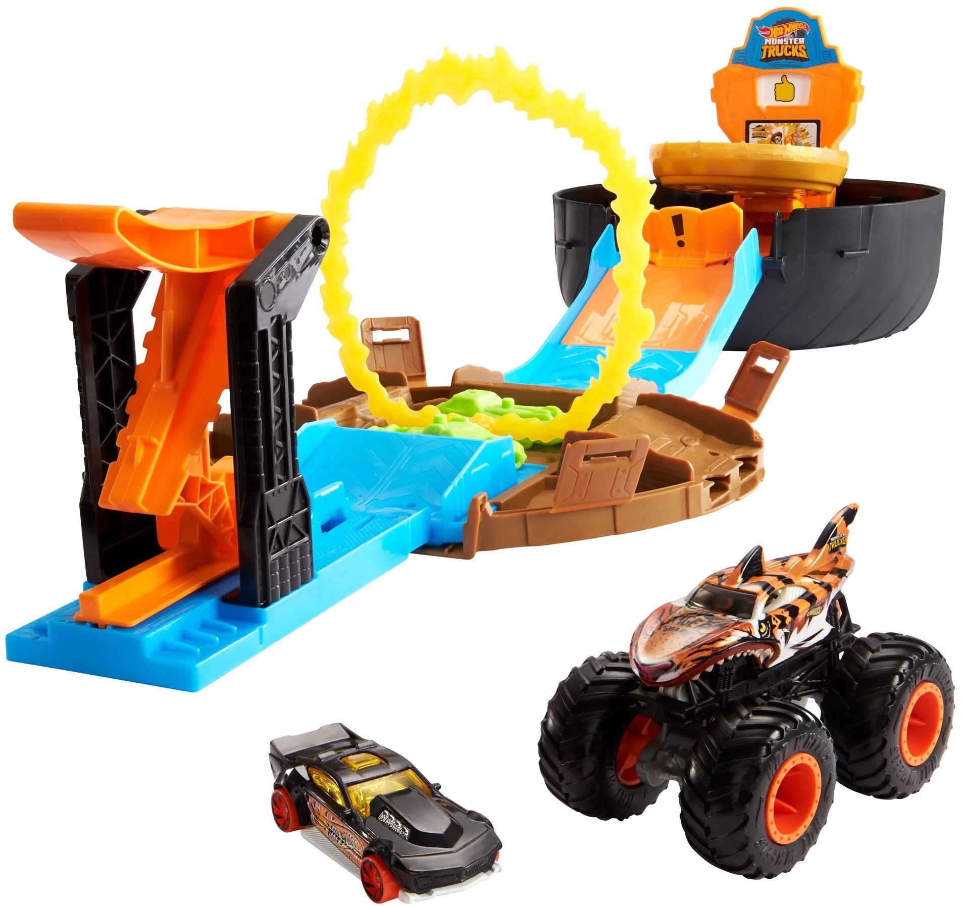 Hot Wheels Monster Trucks Stunt Tire Play Set Opens To Reveal Arena With Launcher For 2 Hot Wheel... | Walmart (US)