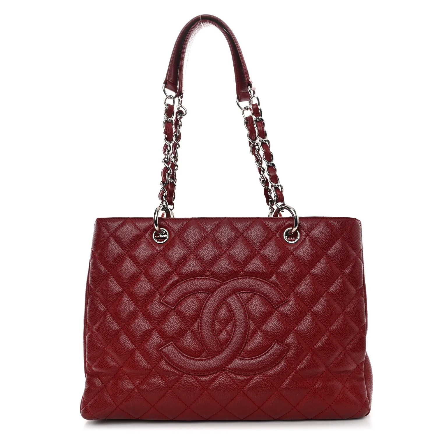 Caviar Quilted Grand Shopping Tote GST Dark Burgundy | FASHIONPHILE (US)