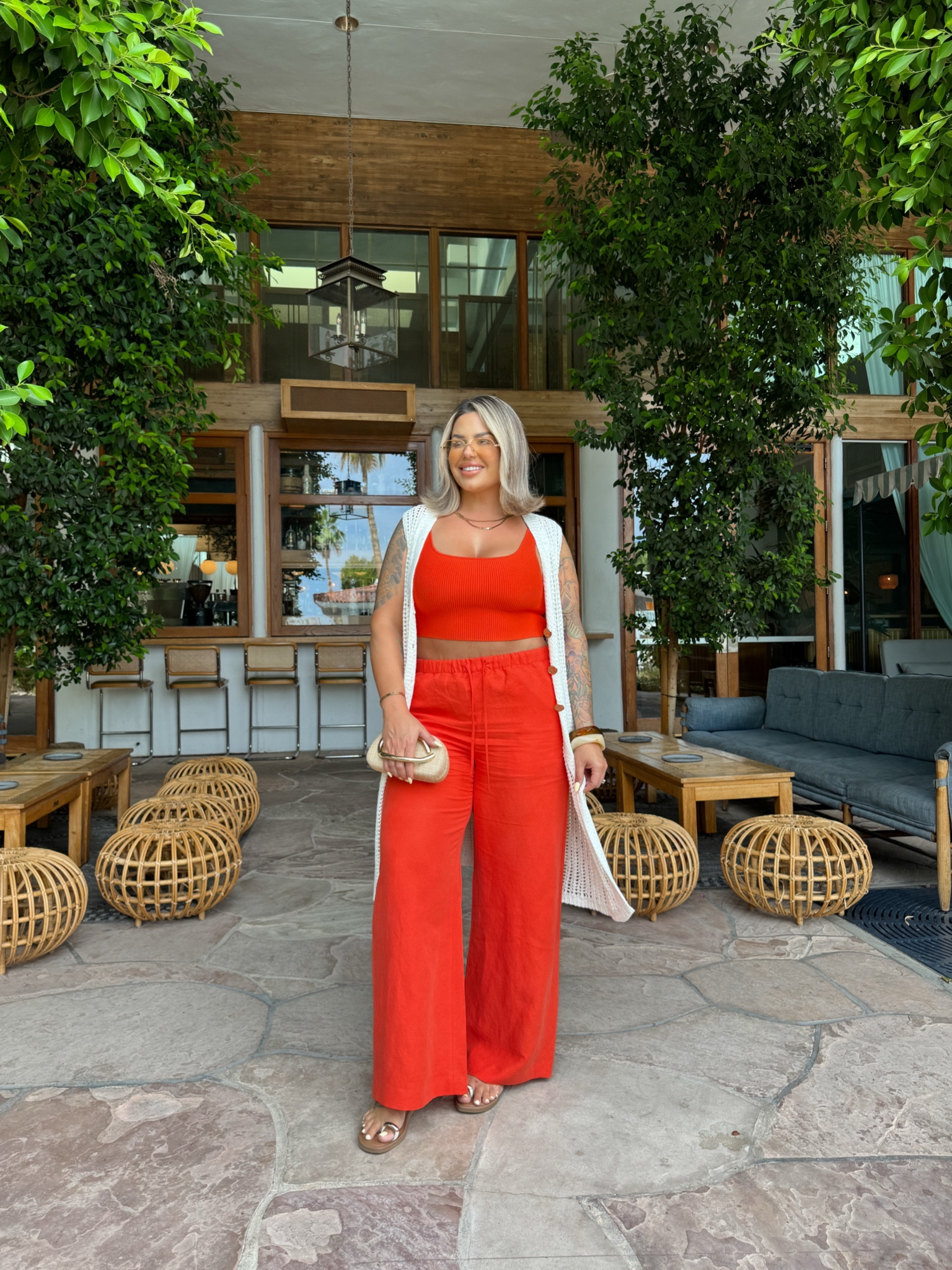 Casual summer vacation outfit idea. 

Perfect for day time lunch or outings 

All size L for me 
Sandals tts 

#Aritzia #Amazon #VacationOutfits #Red #ClutchBag #Accessories


#LTKFindsUnder50 #LTKFindsUnder100 #LTKMidsize