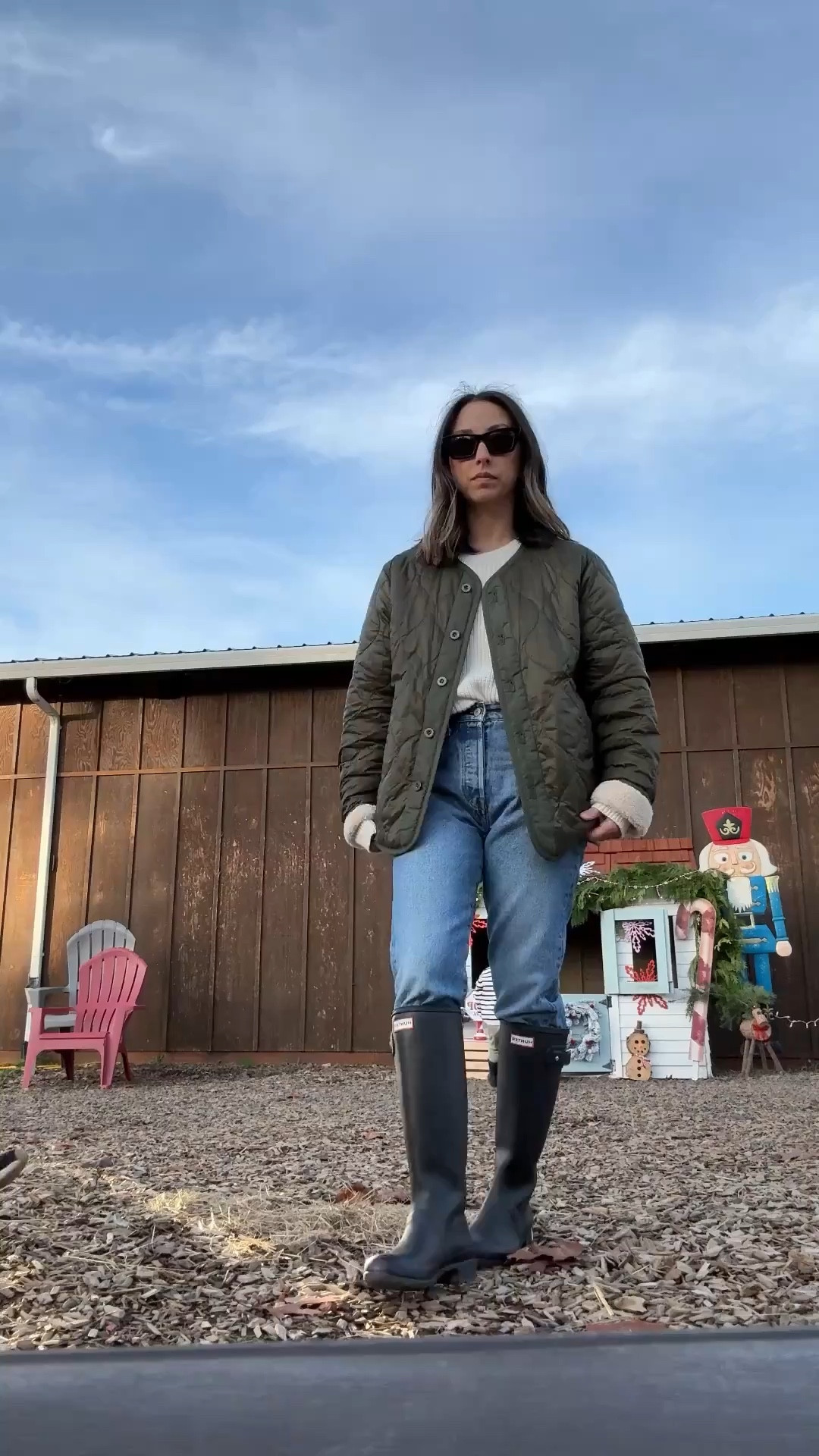 Velvet liner jacket xs (old)
J.Crew ribbed cotton sweater xs (old)
Levi's 501 Crop jeans 25
Hunter Tour Rain boots 5
Celine sunglasses

Petite style, winter outfits, winter style 

#LTKSeasonal #LTKootd #LTKPetite