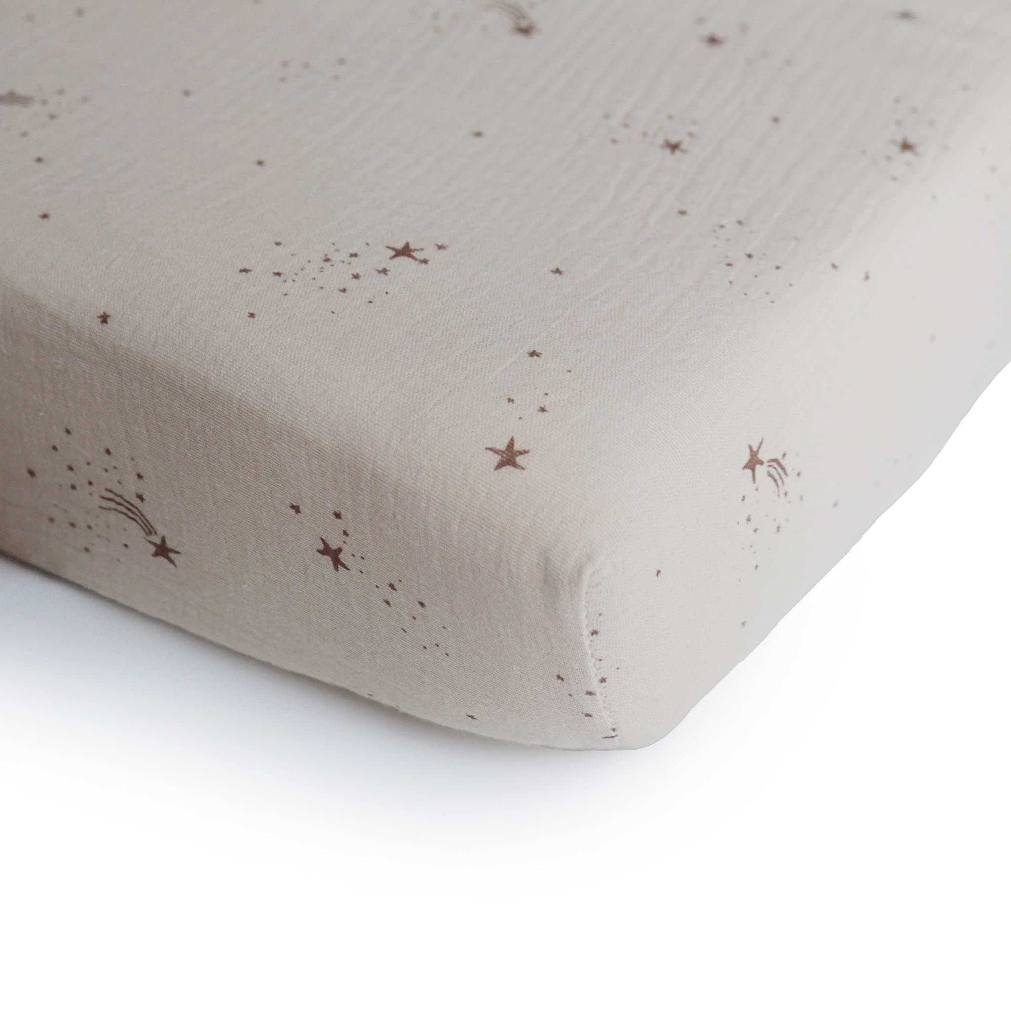 mushie Extra Soft Muslin Fitted Crib Sheet | 28"x 52" (Falling Stars) | Amazon (US)