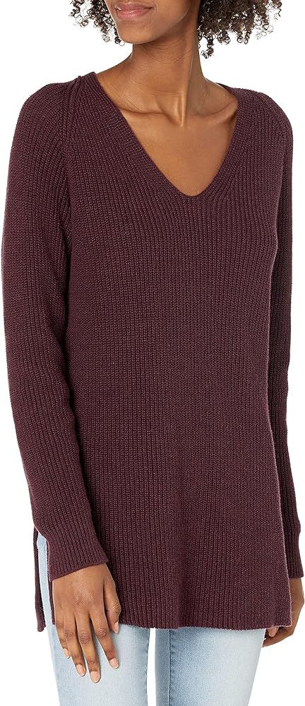 Goodthreads Women's Cotton Shaker Stitch Deep V-Neck Sweater | Amazon (US)