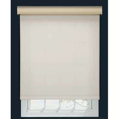 Custom Room Darkening Roller Shade Linen Avenue Blind Size: 60.5" W x 66" L, Finish: Seashell | Wayfair North America