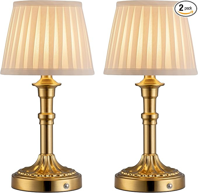 KDG Cordless Portables Table Lamp Set of 2, LED Fabric Shade Small Desk Lamps, 5000mAh Battery Po... | Amazon (US)