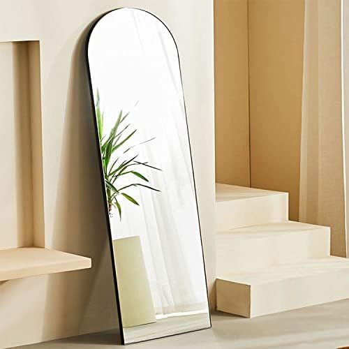 Harmati Full Length Wall Mirror - 63" x 19" Arched Free Standing Body Mirror with Clothes Rod, Bl... | Amazon (US)