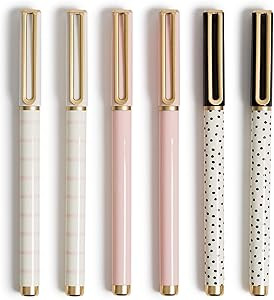U Brands Classic Chic Catalina Stripes and Dots Felt Tip Pens, 6 Count (4519A04-24) | Amazon (US)