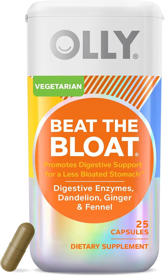 OLLY Beat The Bloat Capsules, Digestive Support Enzymes, Supplement for Women - 25 Count | Amazon (US)