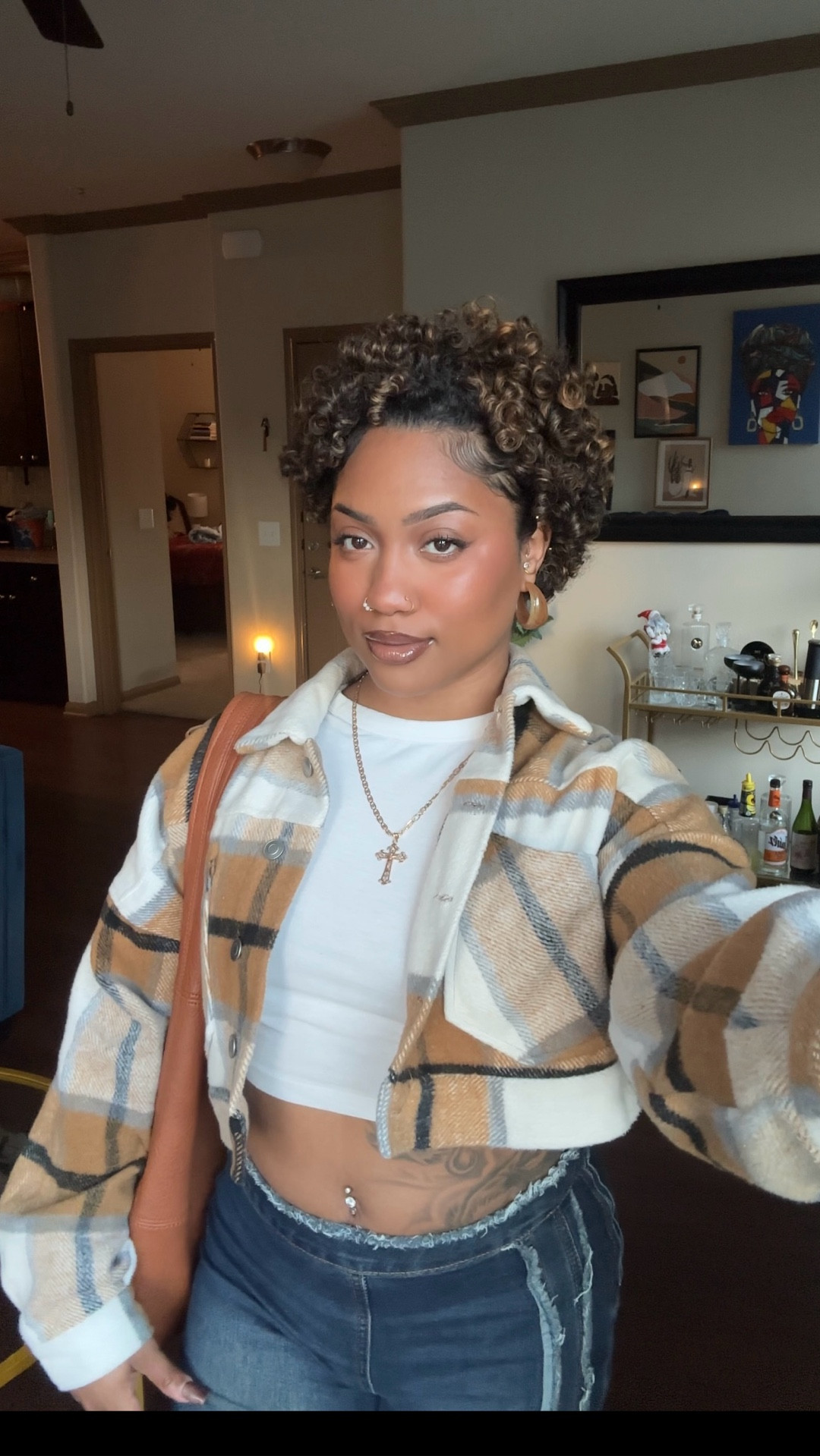 Simply Cute and Cozy Outfit. Cropped Tee and Flannel with Flared Jeans, Sneakers and Leather Purse 

#LTKgrwm #LTKPetite #LTKBeauty