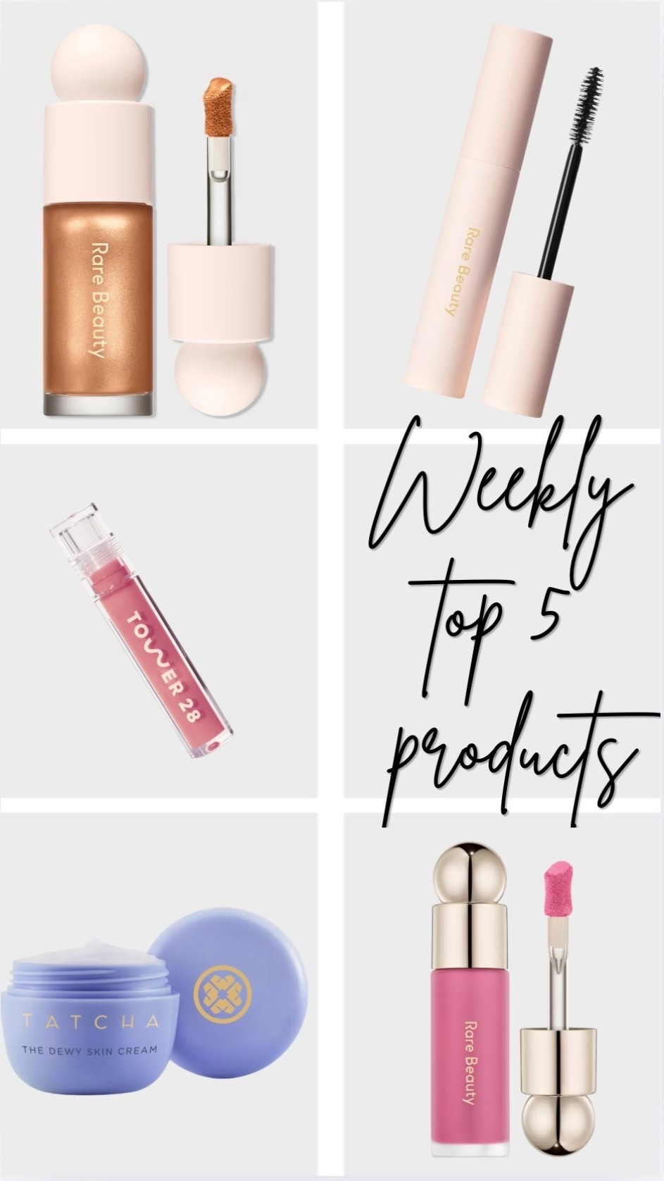 My weekly top 5 favorites (Makeup Edition) 
I’m really into looking just glowy and more natural with that shimmery golden glow, with a bit of the youthful “sunburnt” cheek. This picks will get you compliments on your makeup for sure!

#LTKmorningroutine #LTKgrwm