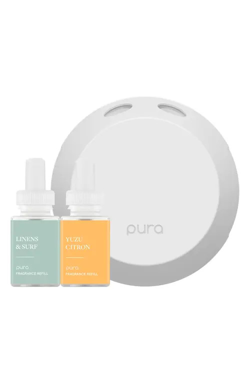 PURA Yuzu Citron & Linens & Surf Smart Diffuser & Fragrance Set in White at Nordstrom | Nordstrom