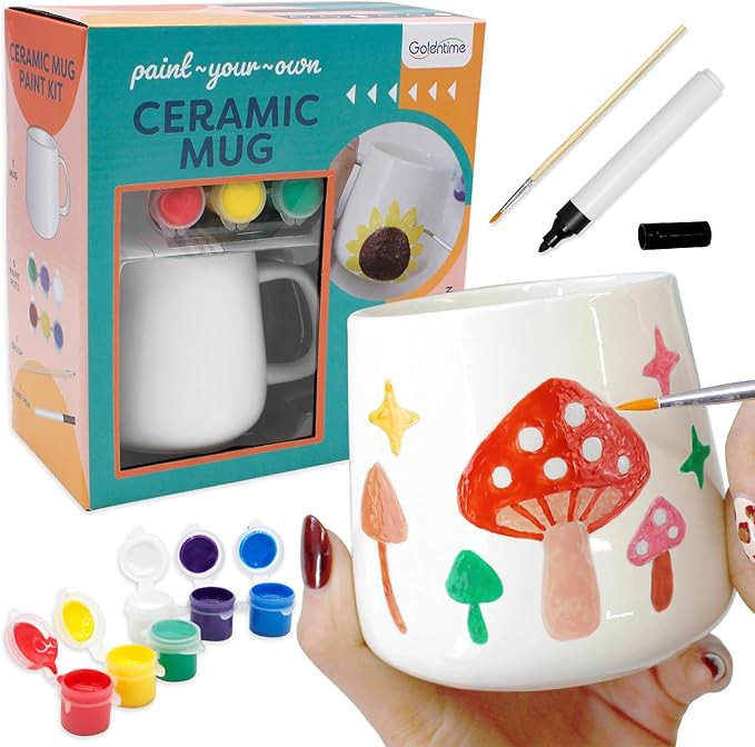 goldentime DIY Mug Painting Kit for Adults & Kids Includes Blank Ceramic Mugs to Decorate, Painta... | Amazon (US)