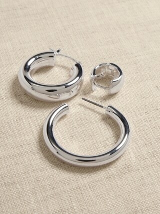 Silver Hoop Earrings Set | Banana Republic Factory