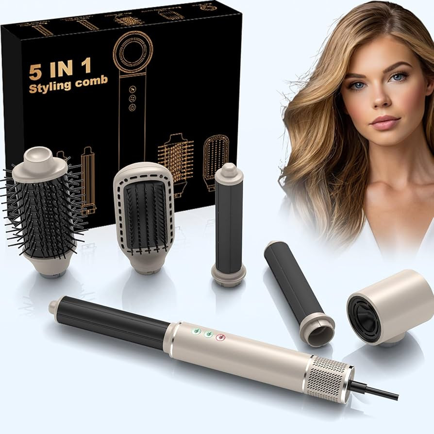 5 in 1 Hot Air Brush Set: Hair Dryer, Curler, Volumizer, Straightener - Rapid Drying, Volume Boos... | Amazon (US)