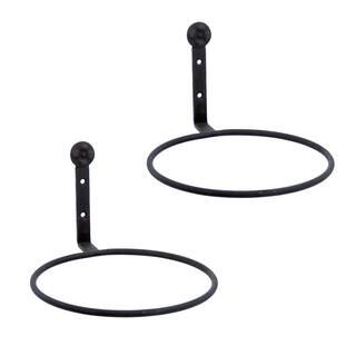 ACHLA DESIGNS 8 in. Dia Black Powder Coat Metal Wall Mounted Flower Pot Holder Ring Brackets (Set... | The Home Depot