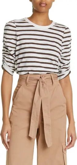 Veronica Beard Waldorf Stripe Ruched Sleeve T-Shirt | Nordstrom | Nordstrom