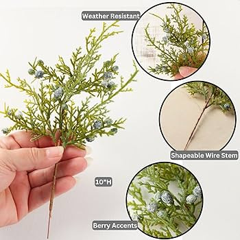 Factory Direct Craft Pack of 12 Artificial Juniper Cedar Sprays with Berries - Weather Resistant ... | Amazon (US)