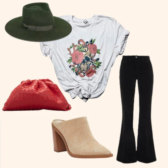 Floral Skull Graphic Tee Shirt ( Vintage Feel ) | Sassy Queen