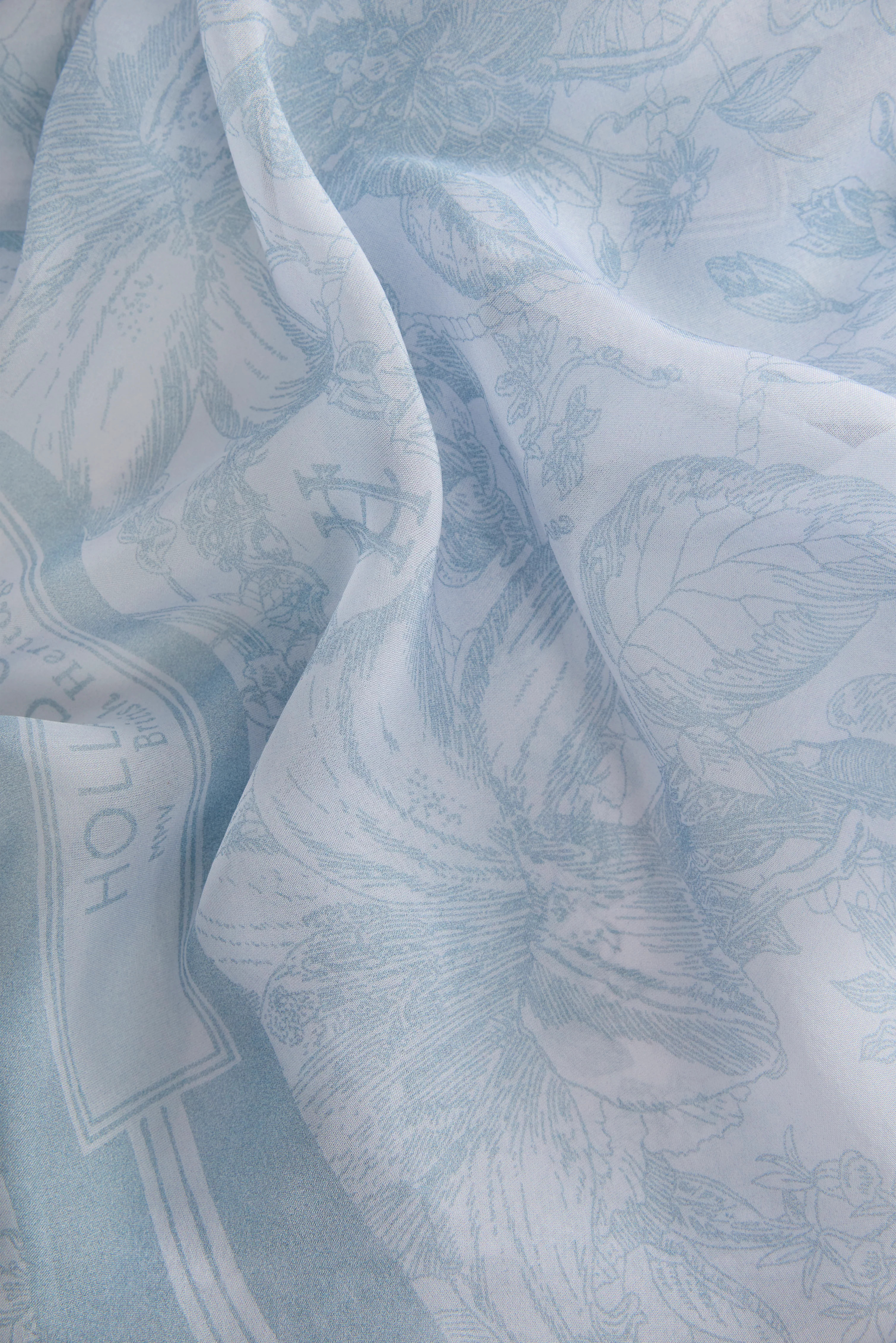 Provence Fine Silk Scarf (Blue Tropical Botanical) | Holland Cooper