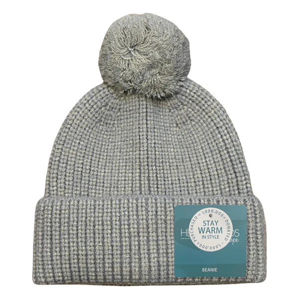 Removable Pom Pom Beanie - Grey | Headbands of Hope