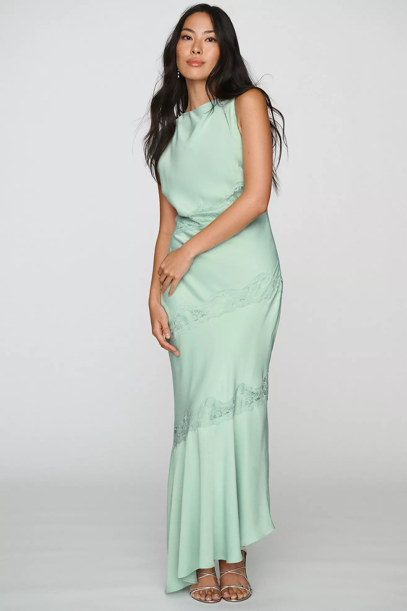 BHLDN Cap-Sleeve Satin Maxi Dress | Anthropologie (US)