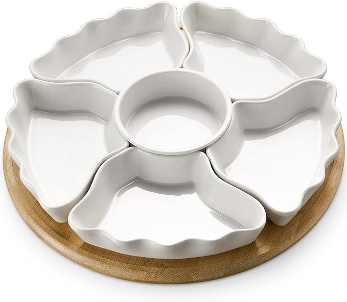 DOWAN 360° Rotatable Serving Tray and Platters, 12 Inch Divided Serving Bowls for Party, Christm... | Amazon (US)