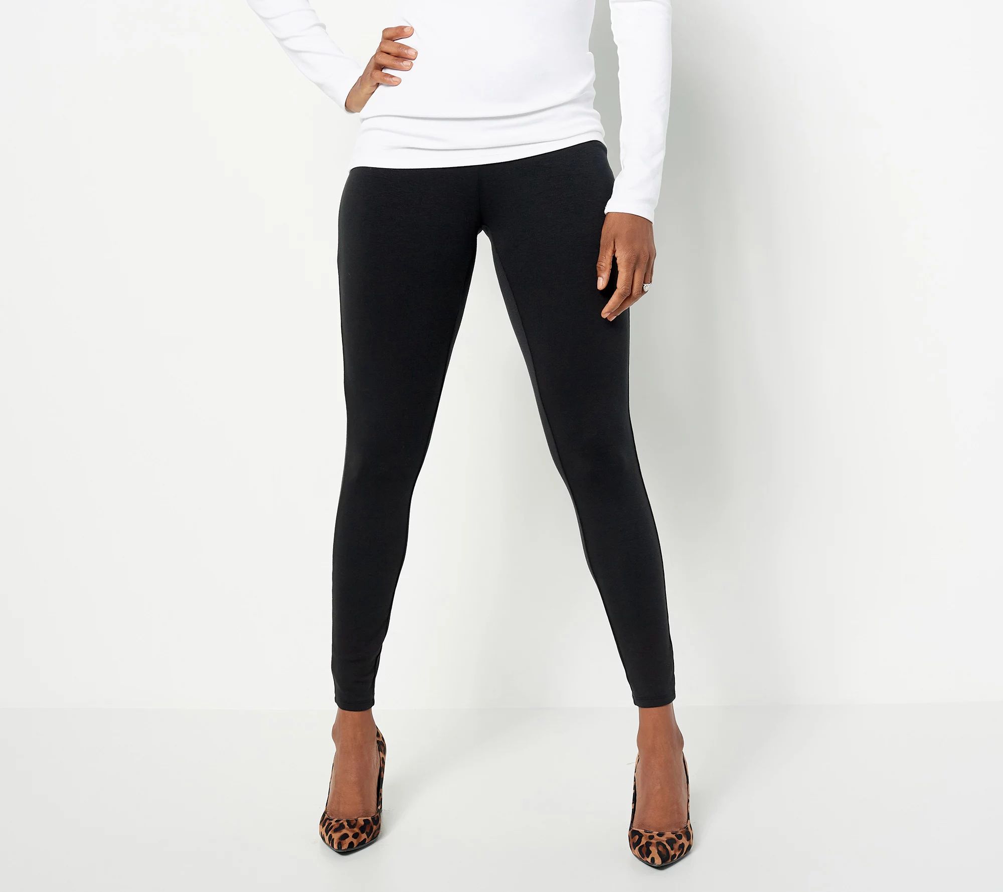 Girl with Curves Regular Knit Crepe Leggings - QVC.com | QVC