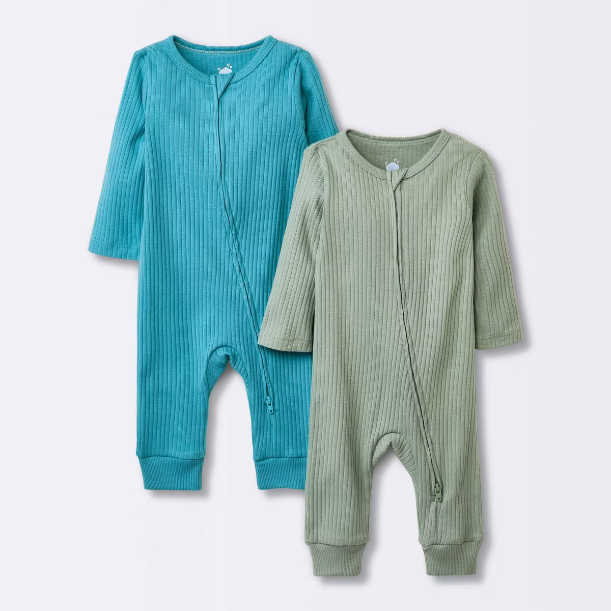 Baby 2pk Basic Wide Rib Romper - Cloud Island™ Green | Target