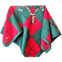 Golf Print Scarf, Large Square Neck Red Green Check, Golfing Scarf, Vintage | Etsy (US)