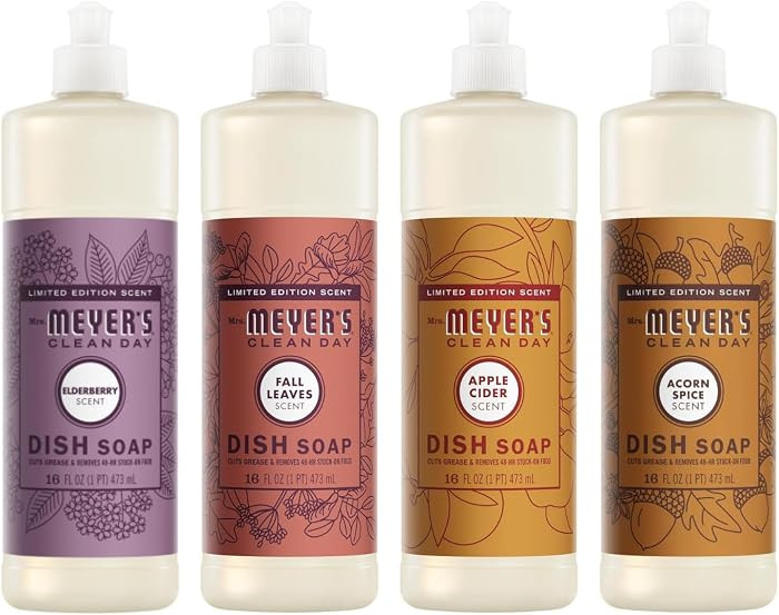 Mrs. MEYER'S Fall Scent Dish Soap, 1 Acorn Spice, 1 Apple Cider, 1 Fall Leaves, 1 Elderberry, 16 ... | Amazon (US)